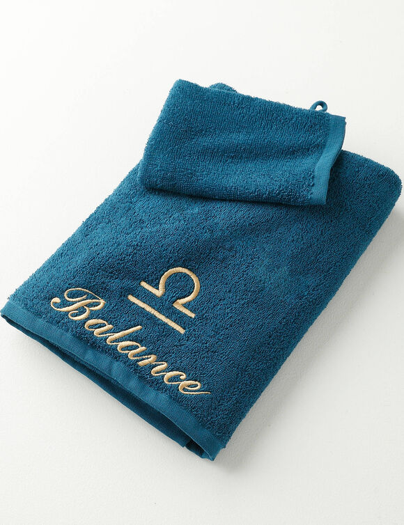 Serviettes de bain brodées Balance - 420g/m2 (bleu paon) Serviettes de bain brodées Balance - 420g/m2 (bleu paon)